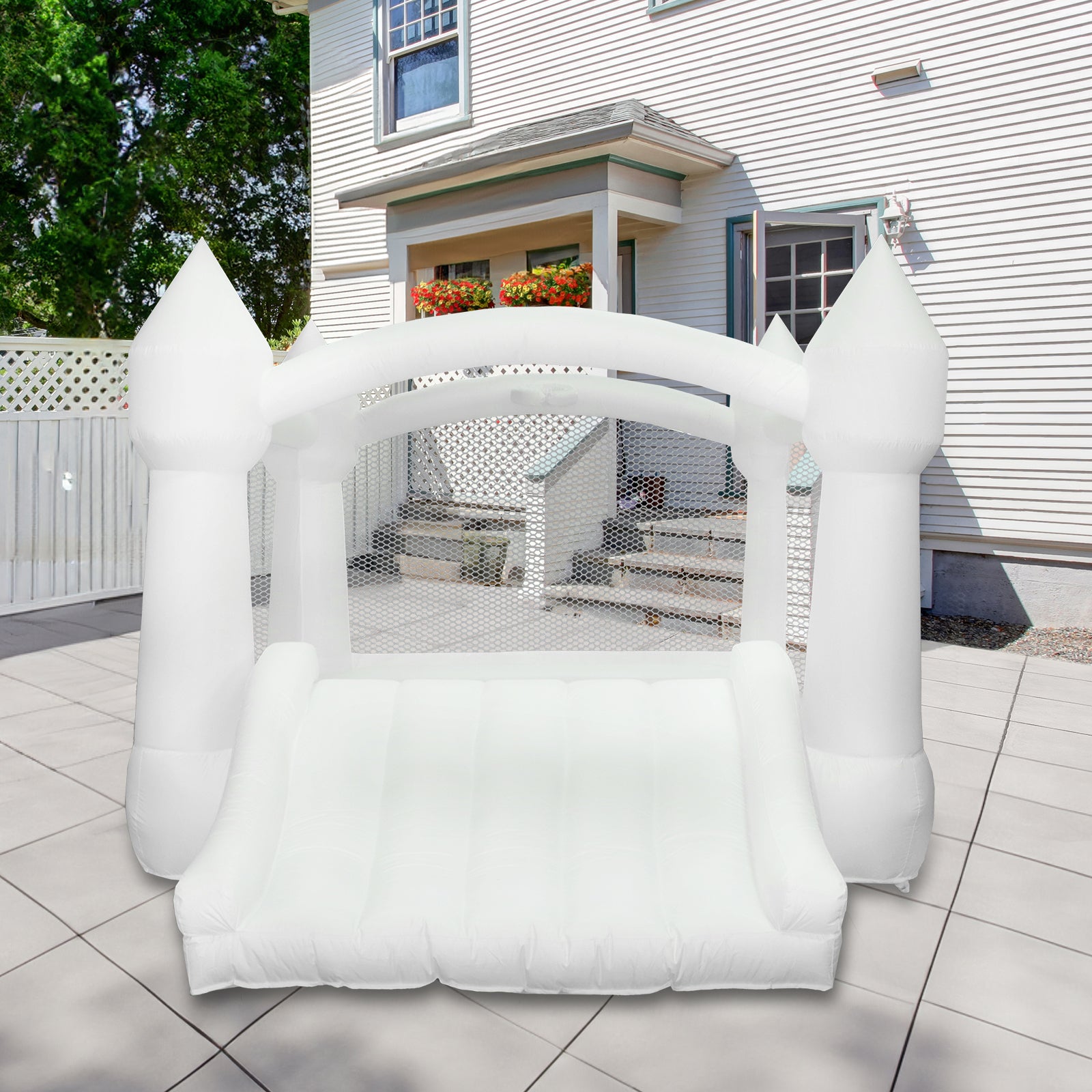 AKSPORT White Bounce House 11.97 * 8.98 * 7.15FT