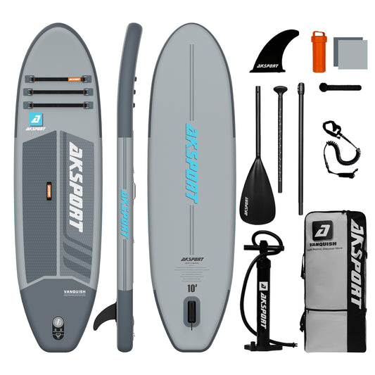 AKSPORT 10' Inflatable Stand-up Paddle Board Package Grey
