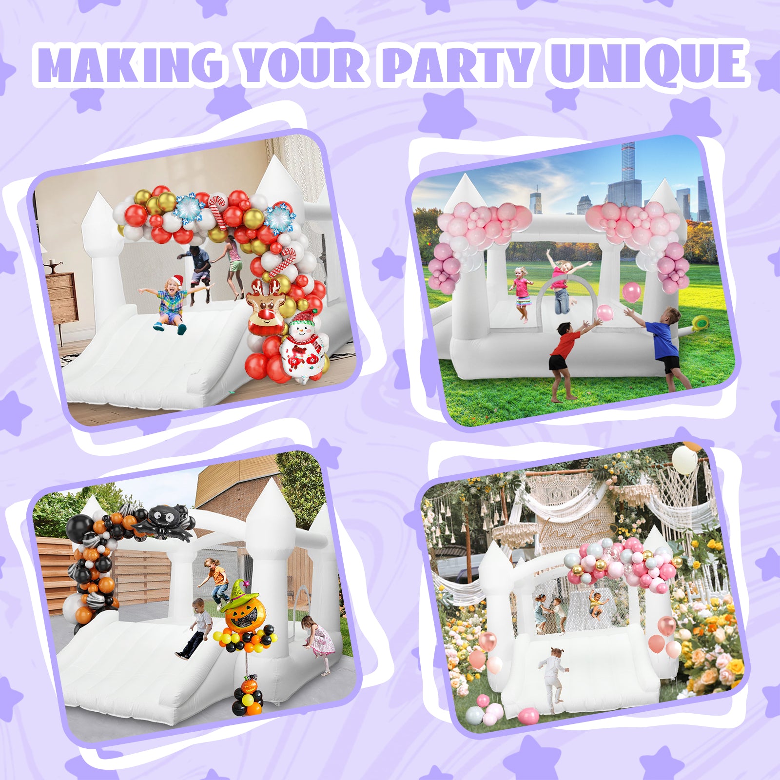 AKSPORT White Bounce House 11.97 * 8.98 * 7.15FT