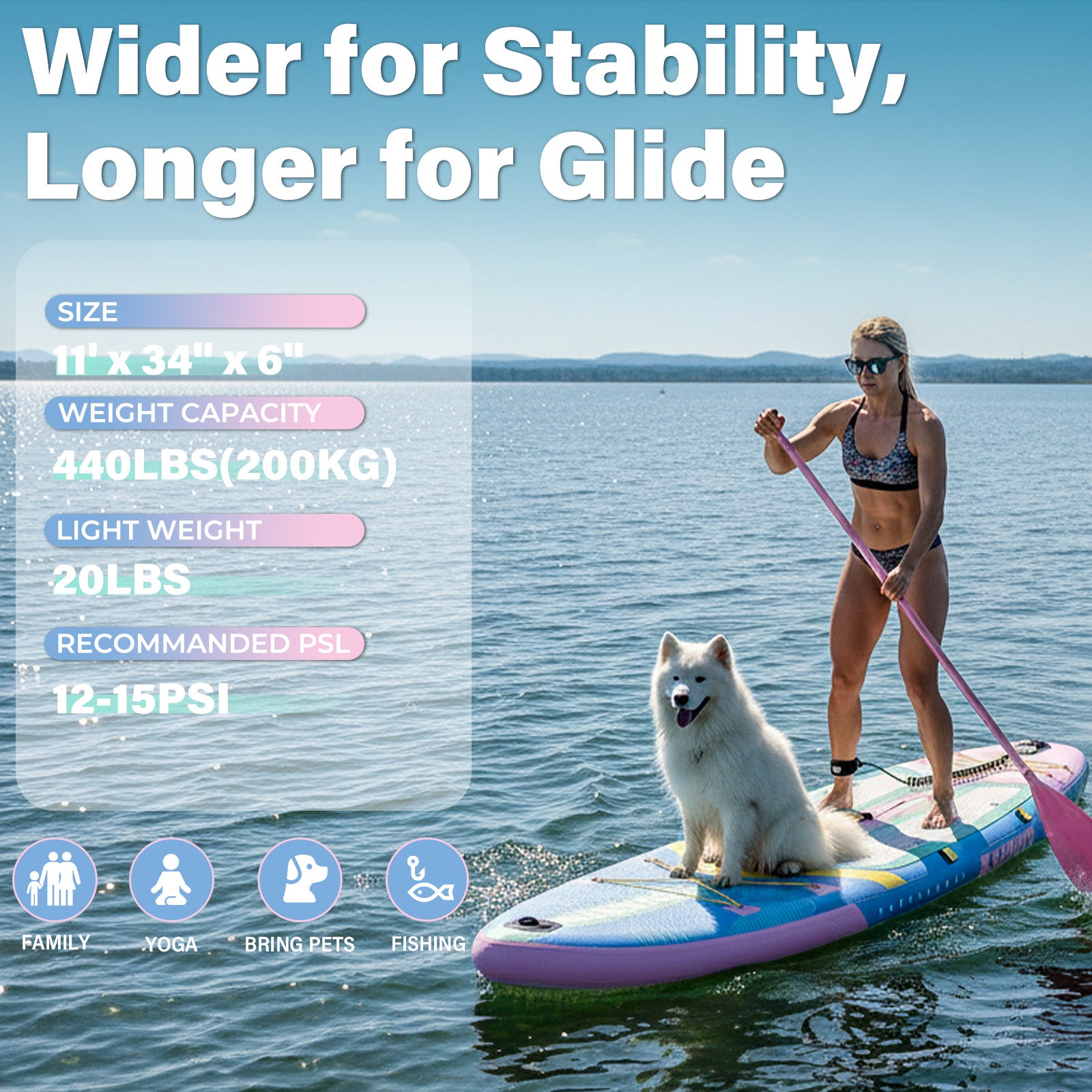 AKSPORT 11' Inflatable Stand Up Paddle Board