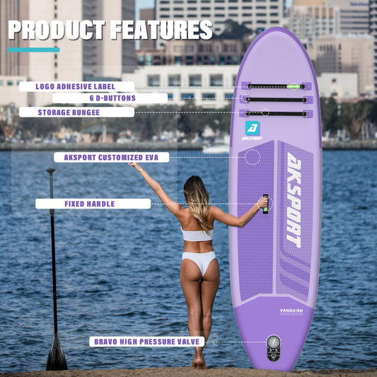 AKSPORT 10' Inflatable Stand-up Paddle Board Package Purple