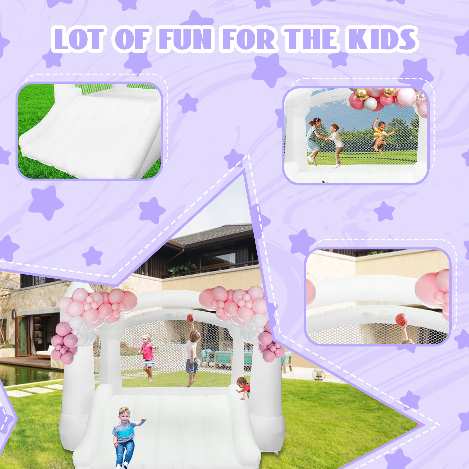 AKSPORT White Bounce House 11.97 * 8.98 * 7.15FT