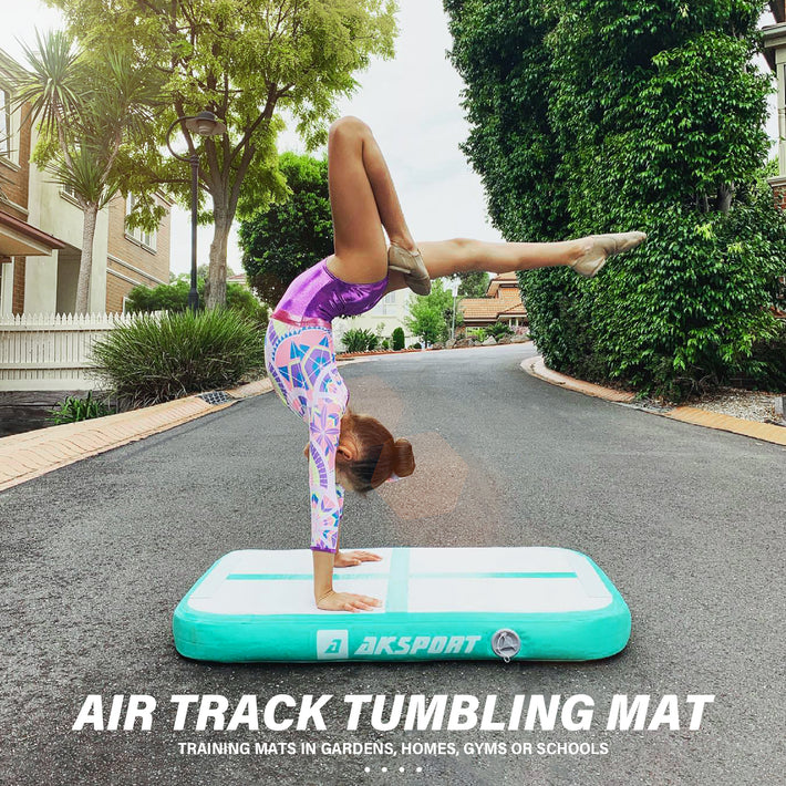AKSPORT Opblaasbare luchtrol, met elektrische luchtpomp voor thuisgebruik, yoga, cheerleading, tumbling, rug
