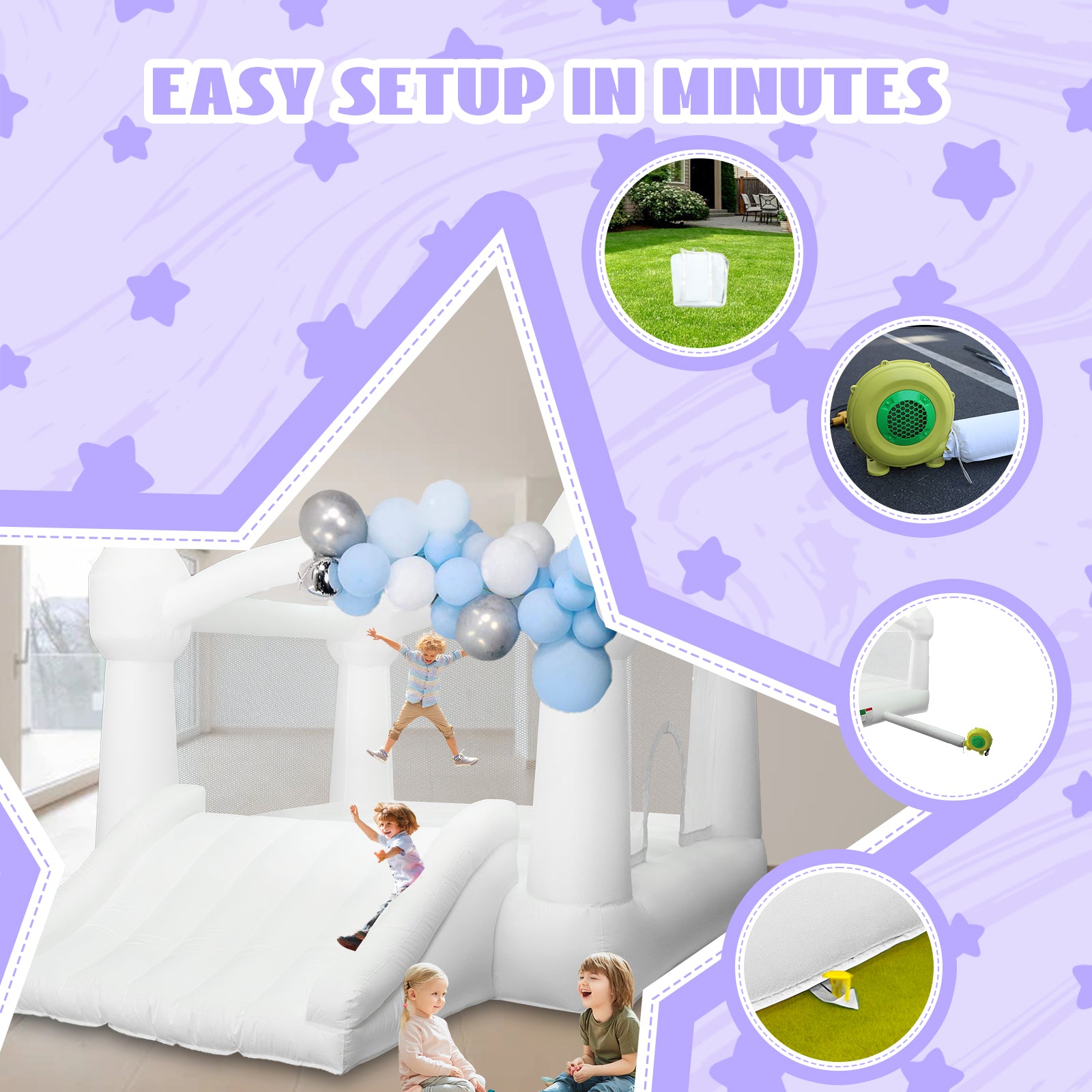 AKSPORT White Bounce House 11.97 * 8.98 * 7.15FT