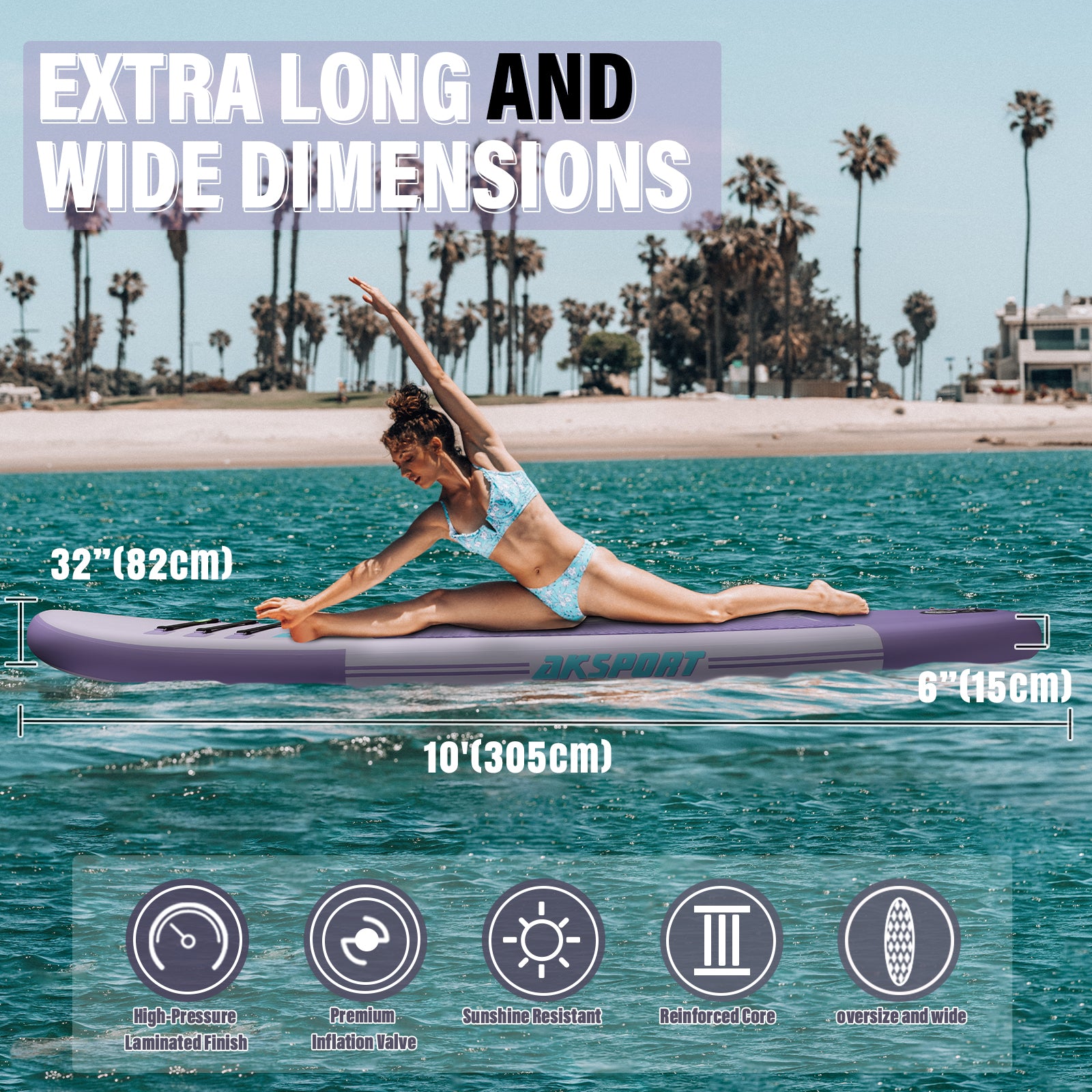 AKSPORT 10' Inflatable Stand-up Paddle Board Package Purple