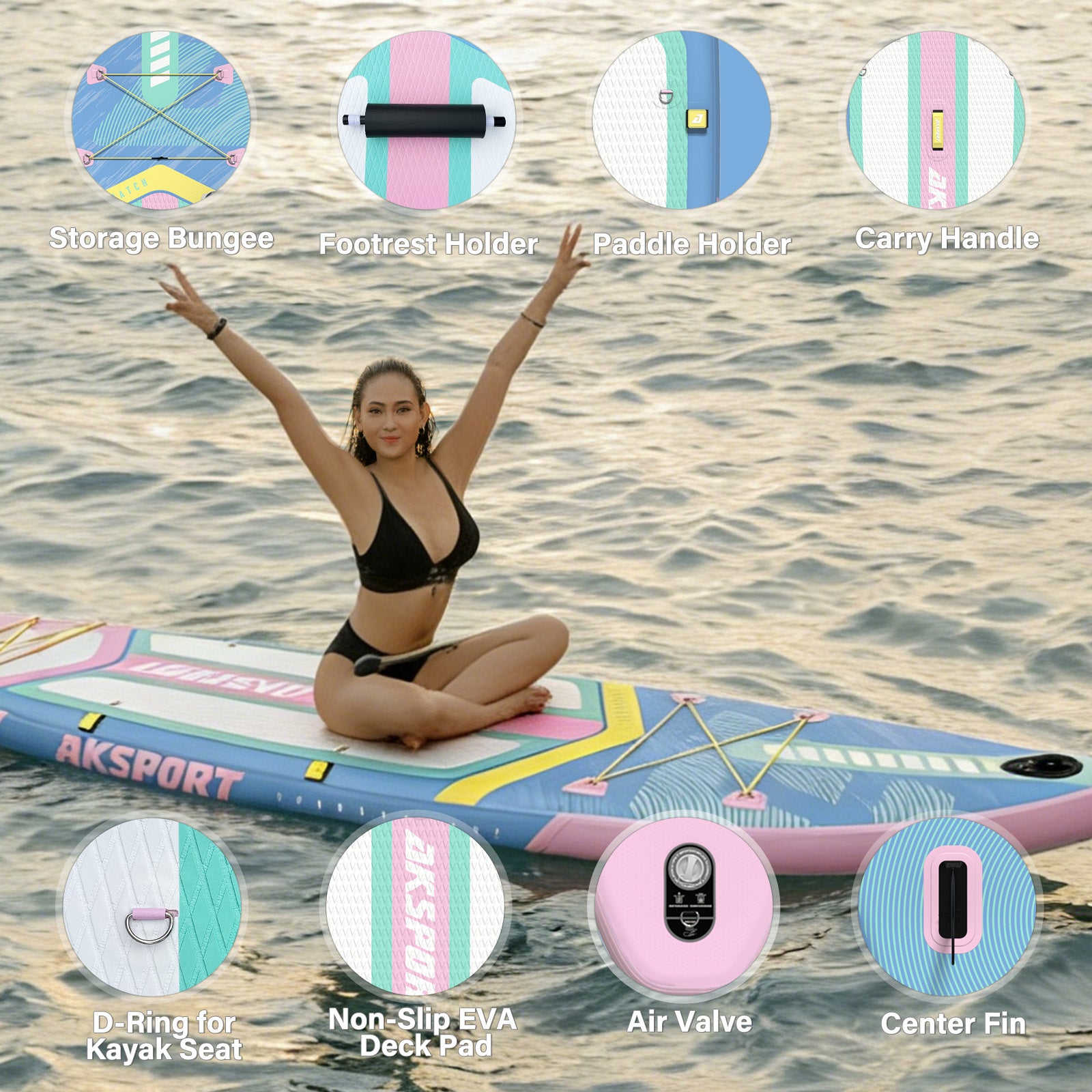 AKSPORT 11' Inflatable Stand Up Paddle Board