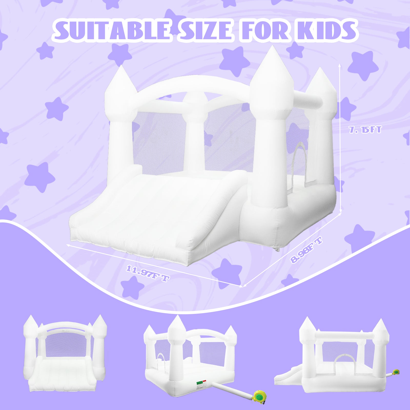 AKSPORT White Bounce House 11.97 * 8.98 * 7.15FT