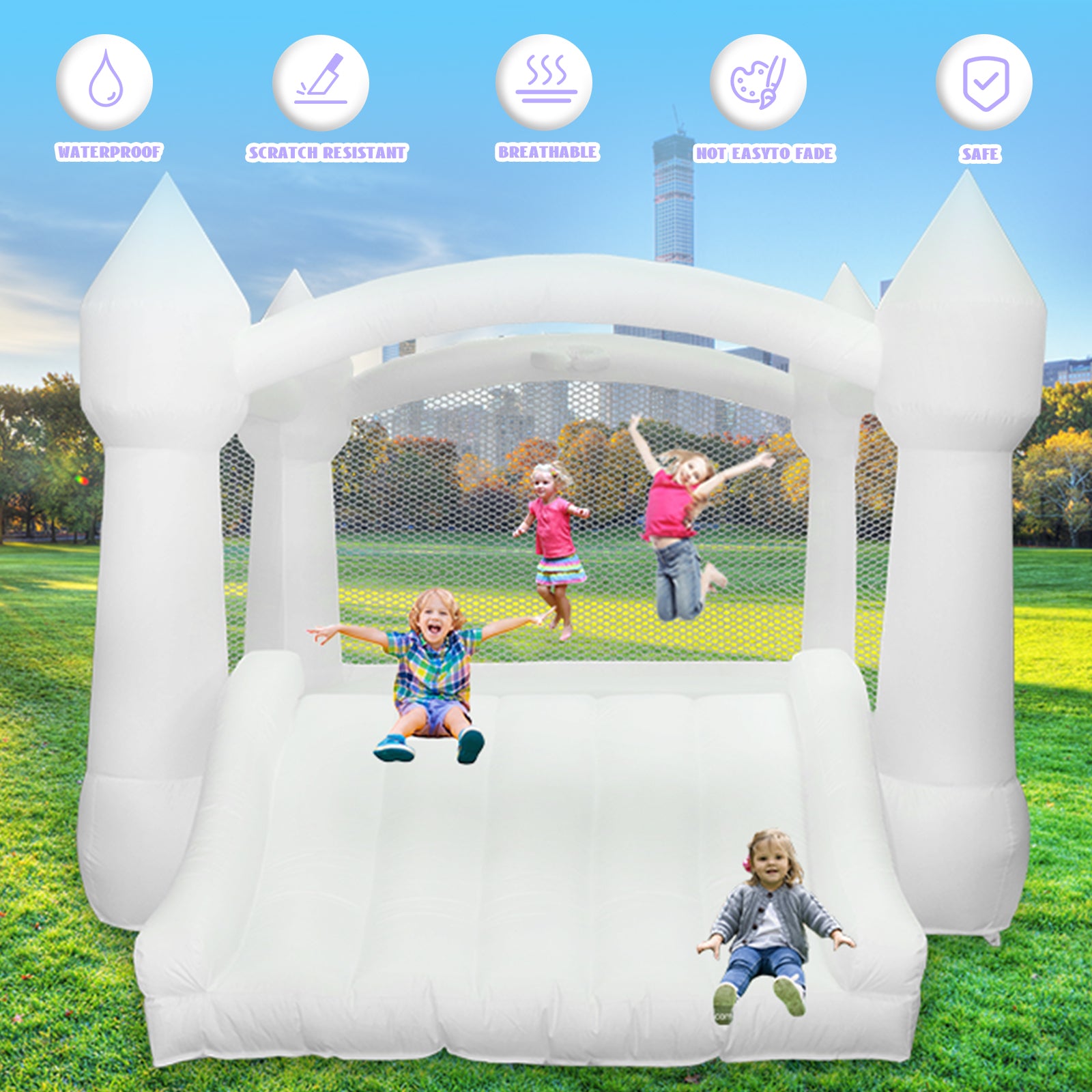 AKSPORT White Bounce House 11.97 * 8.98 * 7.15FT
