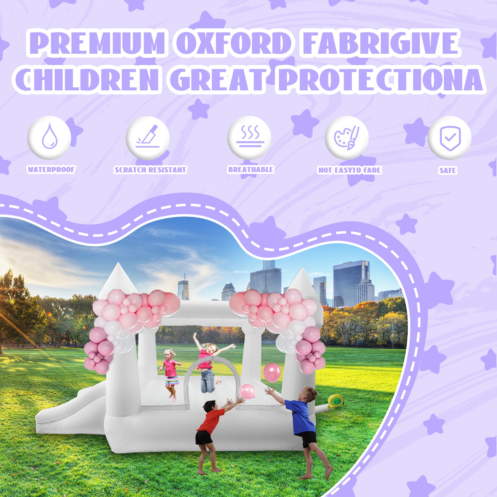 AKSPORT White Bounce House 11.97 * 8.98 * 7.15FT