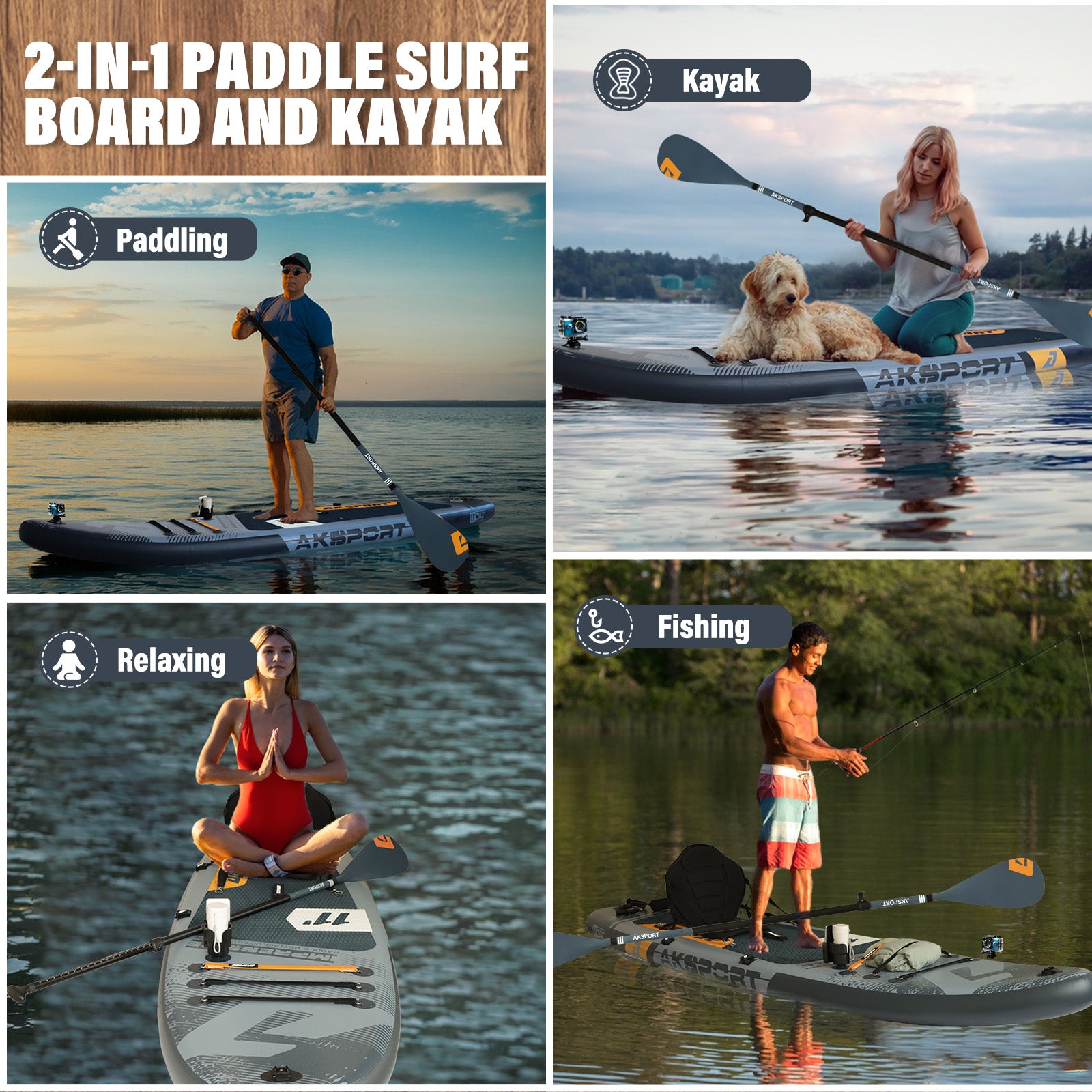 AKSPORT 11' Inflatable Paddle Board