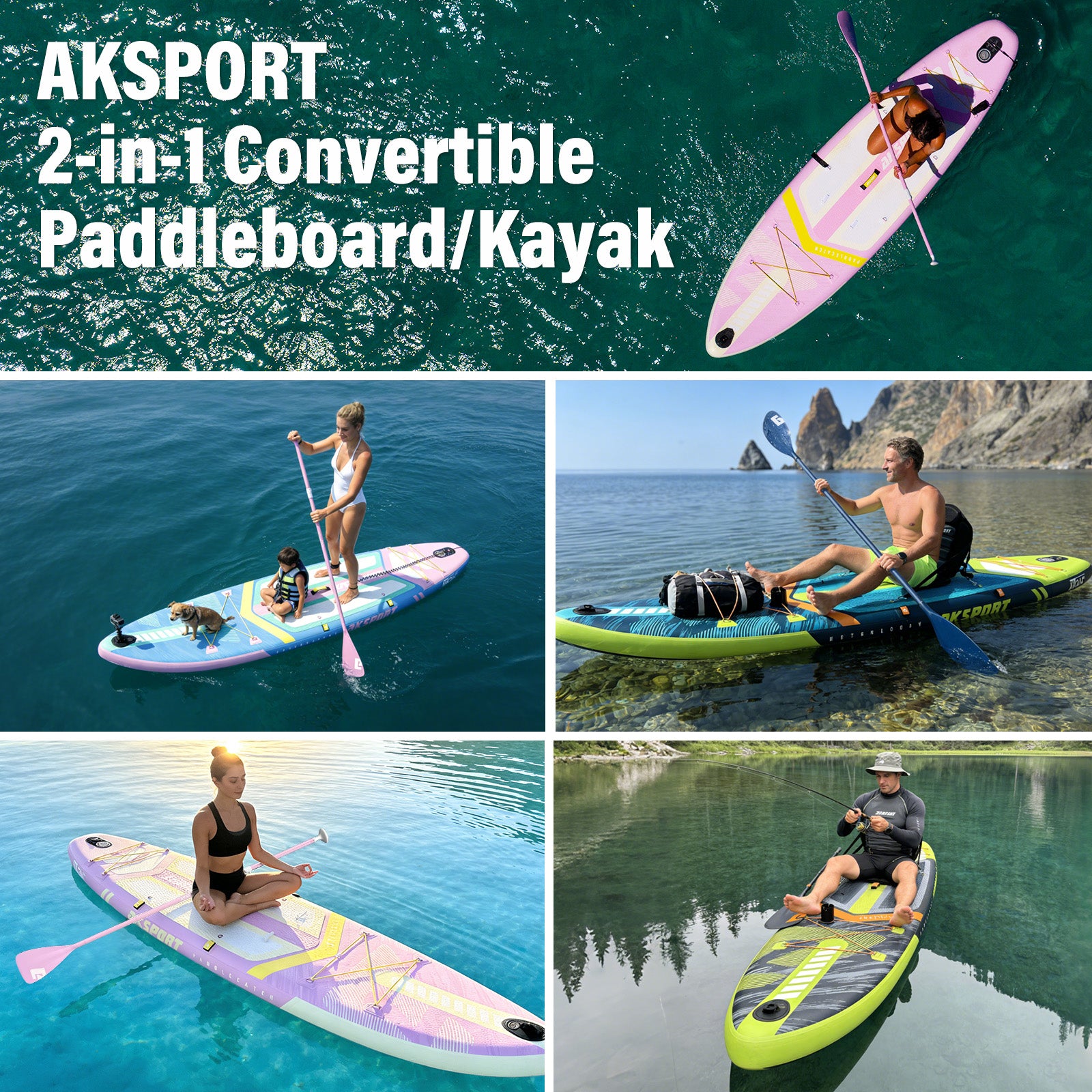 AKSPORT 11' Inflatable Stand Up Paddle Board