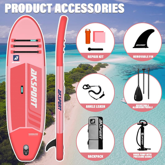 AKSPORT 10' Inflatable Stand-up Paddle Board Package Pink