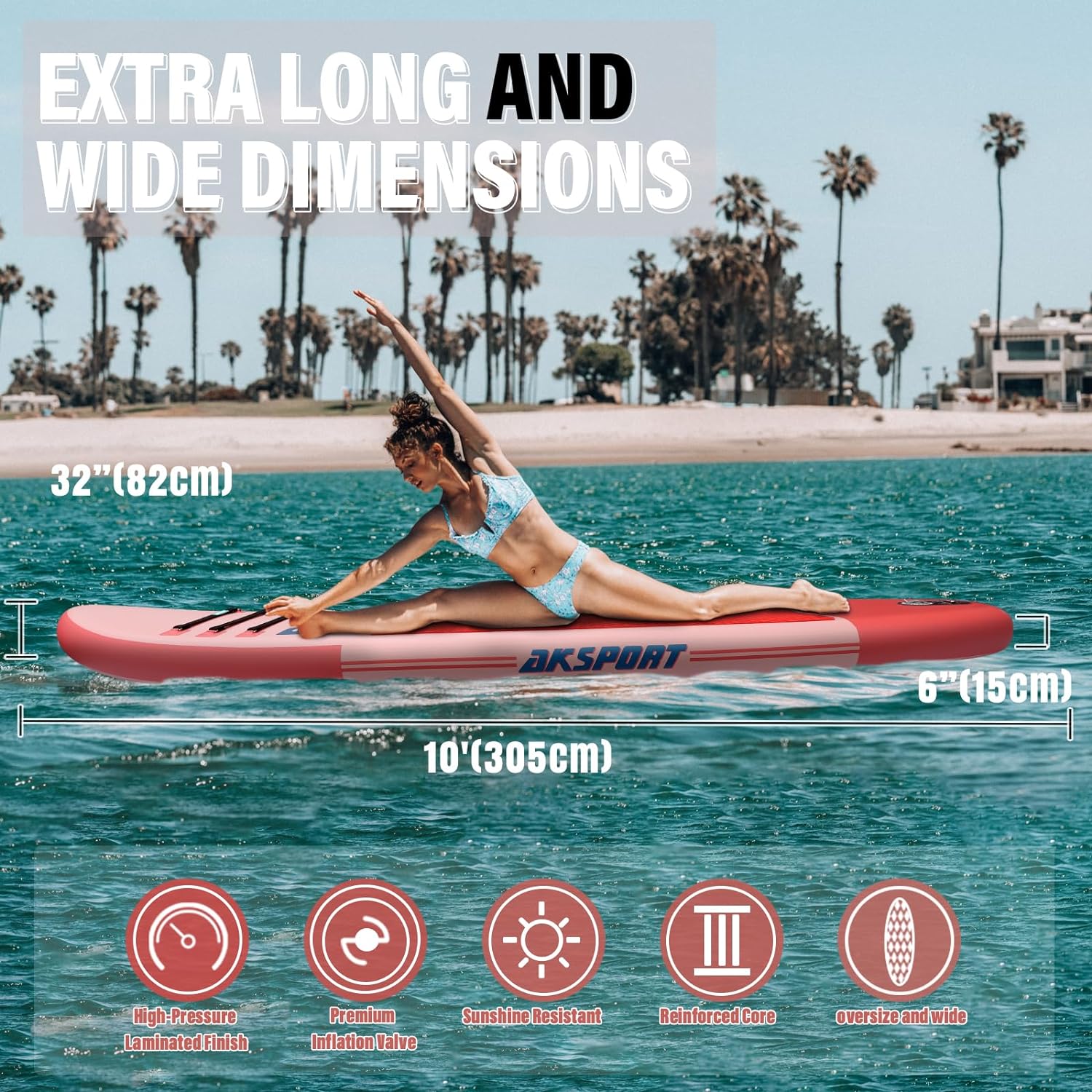 AKSPORT 10' Inflatable Stand-up Paddle Board Package Pink