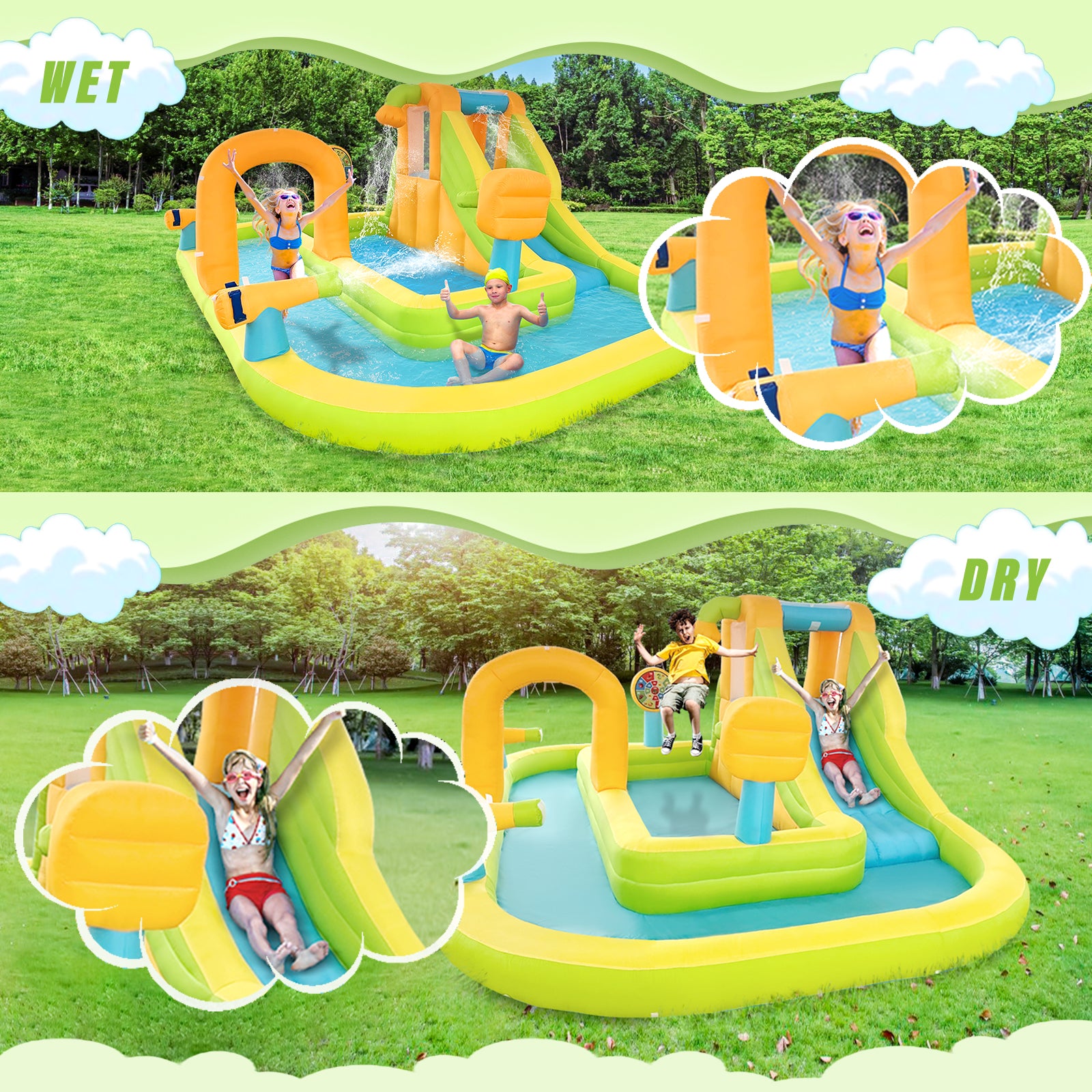 ABY Inflatable Bounce House with Water Slide 8-IN-1 - AKSPORT