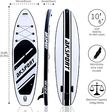 Buy Paddle Board, 10.6'x32''x6'' Inflatable Stand Up Paddle Board with SUP Accessori