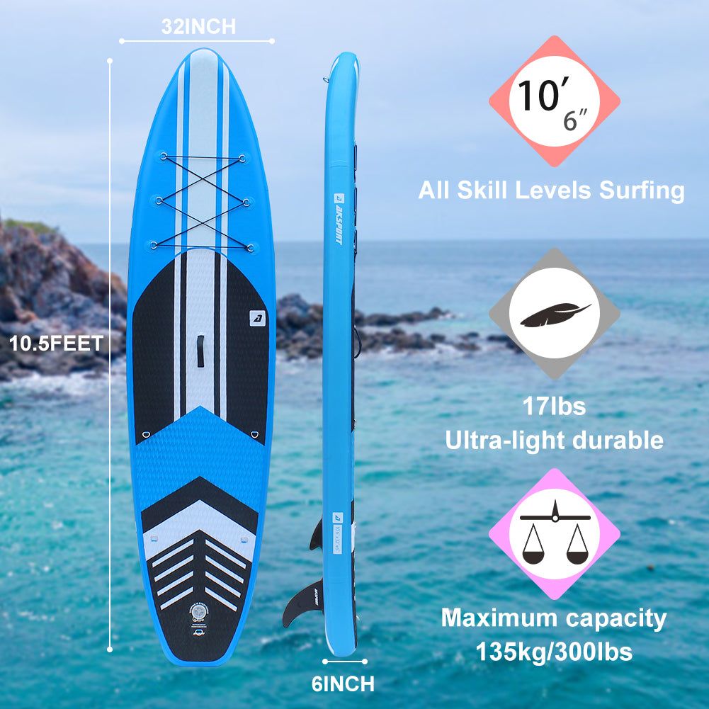 AKSPORT 10'6" Inflatable Stand-up Paddle Board ISUP SUP-Blue - AKSPORT