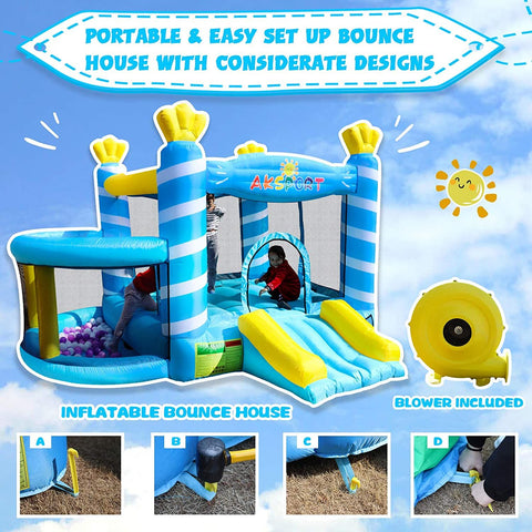 AKSPORT Inflatable Bounce House-Blue - AKSPORT